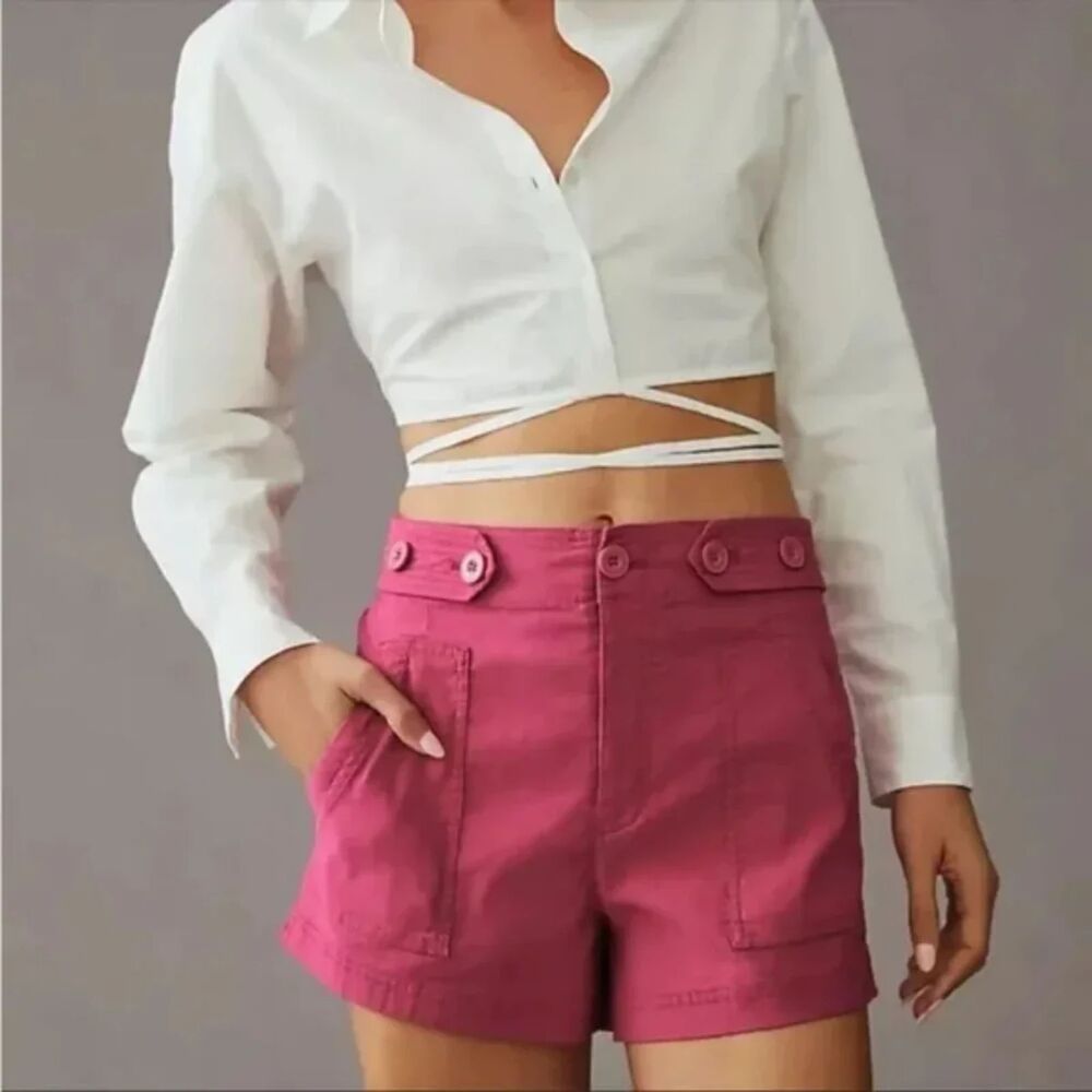 NWT Anthropologie Maeve Colette Sailor Shorts, Fuchsia Pink, Size 14